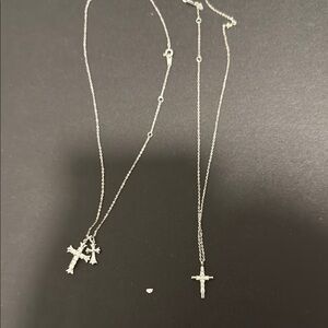 Silver Dainty Cross and Initial Necklaces